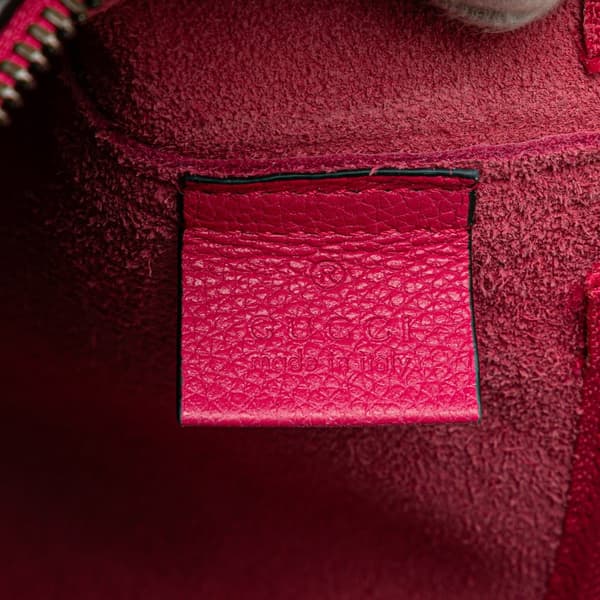 Pre-owned Gucci Medium Leather Logo Portfolio Clutch Pink