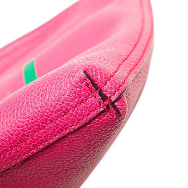 Pre-owned Gucci Medium Leather Logo Portfolio Clutch Pink