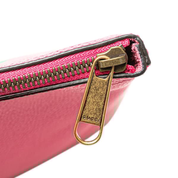 Pre-owned Gucci Medium Leather Logo Portfolio Clutch Pink