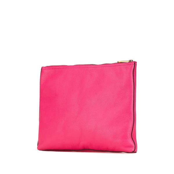 Pre-owned Gucci Medium Leather Logo Portfolio Clutch Pink
