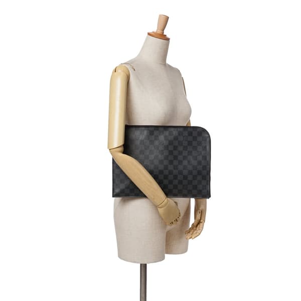 Pre-owned Louis Vuitton Damier Graphite Pochette Jour GM Black