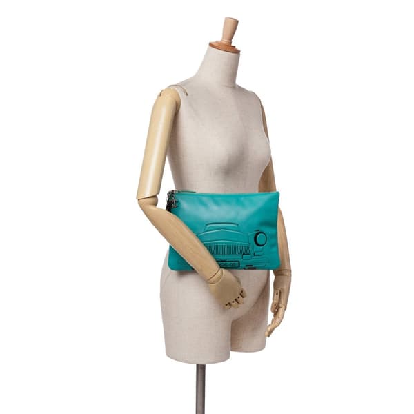 Pre-owned Chanel Medium Printed Lambskin Cuba La Habana O Case Clutch Blue