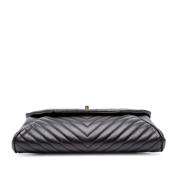 Pre-owned Chanel Chevron Lambskin Fold Up Again Clutch Black