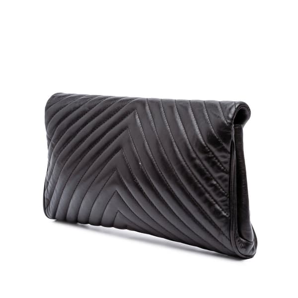Pre-owned Chanel Chevron Lambskin Fold Up Again Clutch Black