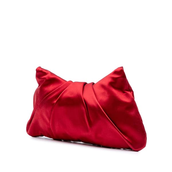 Pre-owned Chanel CC Quilted Satin Half Moon Flap Clutch Red