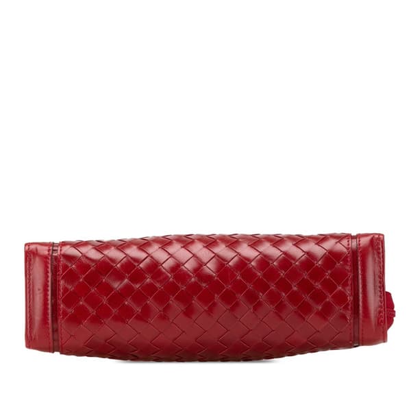 Pre-owned Bottega Veneta Leather Intrecciato Clutch Red