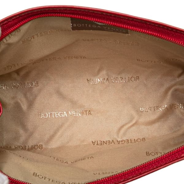 Pre-owned Bottega Veneta Leather Intrecciato Clutch Red