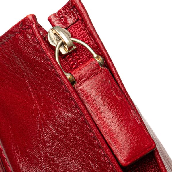 Pre-owned Bottega Veneta Leather Intrecciato Clutch Red