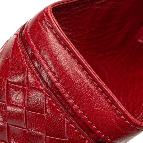 Pre-owned Bottega Veneta Leather Intrecciato Clutch Red