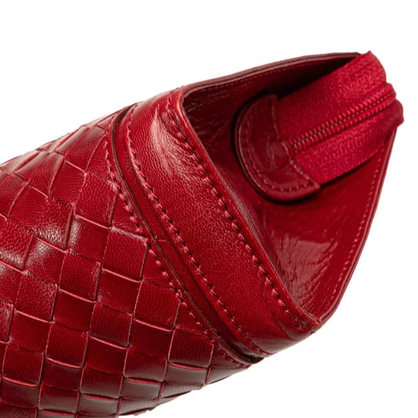 Pre-owned Bottega Veneta Leather Intrecciato Clutch Red