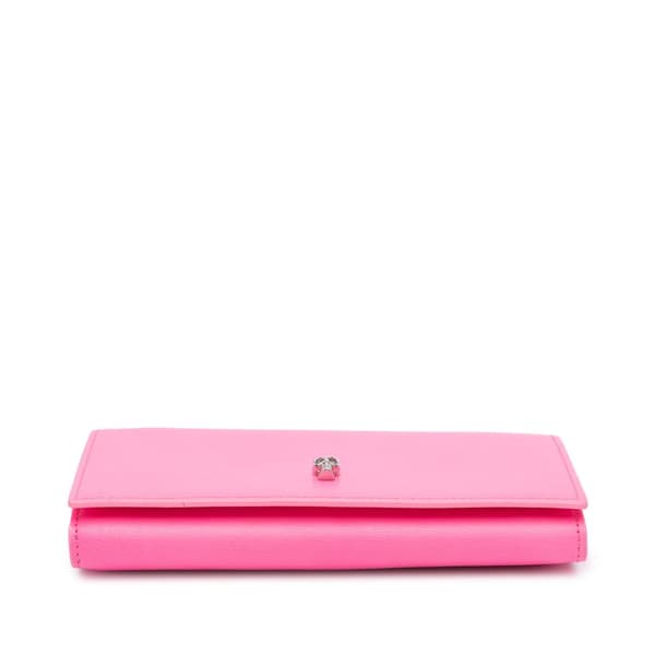 Pre-owned Alexander McQueen Calfskin Skull Flap Clutch Pink