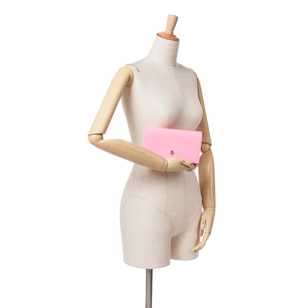 Pre-owned Alexander McQueen Calfskin Skull Flap Clutch Pink