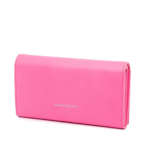 Pre-owned Alexander McQueen Calfskin Skull Flap Clutch Pink