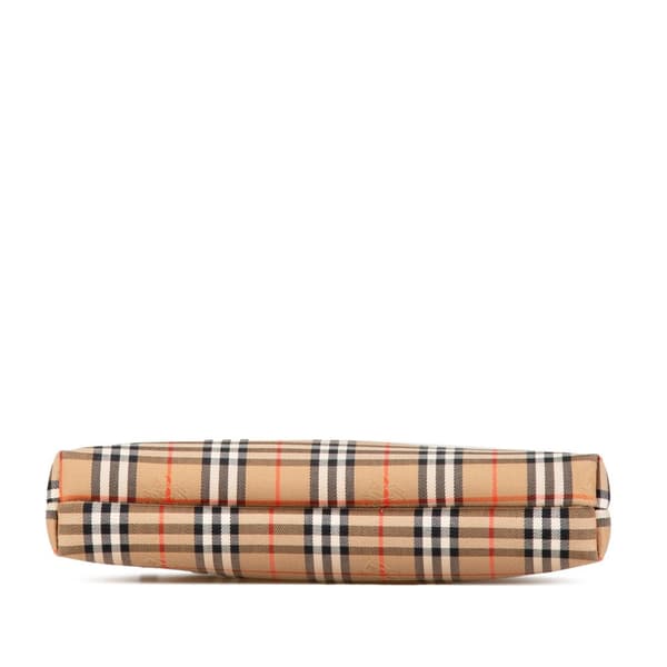 Pre-owned Burberry Haymarket Check Canvas Clutch Brown