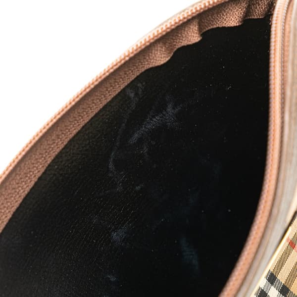Pre-owned Burberry Haymarket Check Canvas Clutch Brown