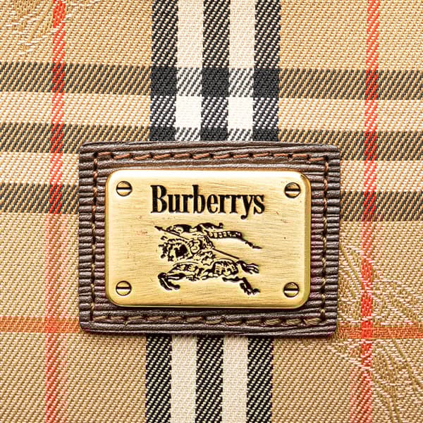 Pre-owned Burberry Haymarket Check Canvas Clutch Brown