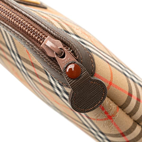 Pre-owned Burberry Haymarket Check Canvas Clutch Brown