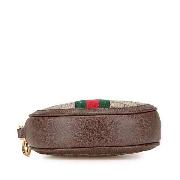 Pre-owned Gucci GG Supreme Ophidia Round Clutch Brown