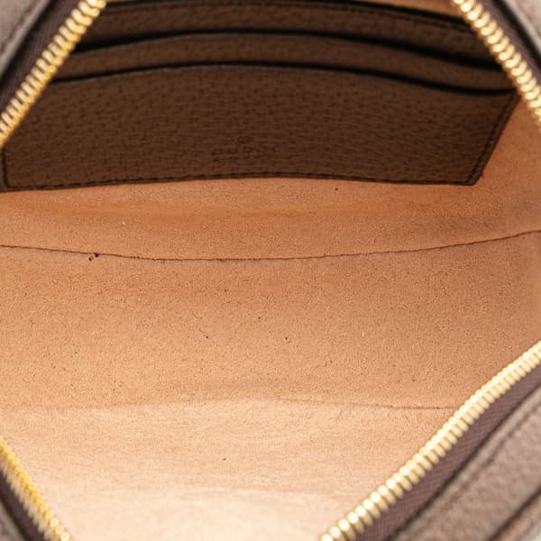 Pre-owned Gucci GG Supreme Ophidia Round Clutch Brown