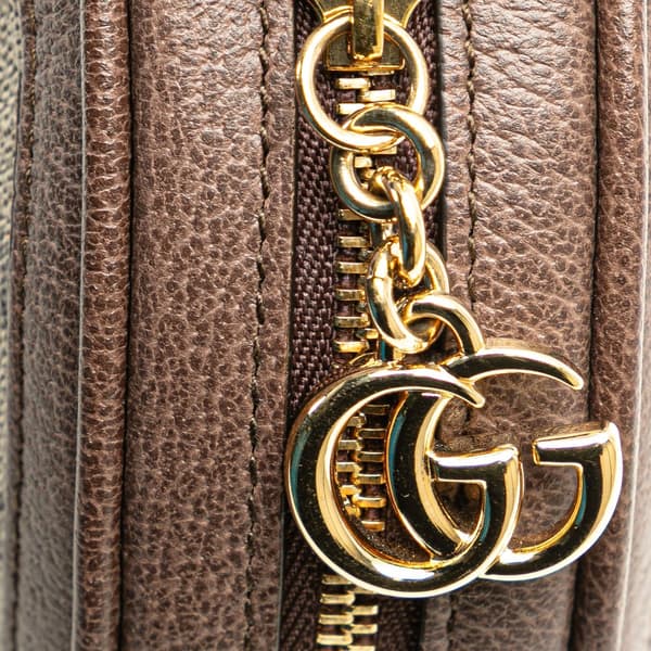 Pre-owned Gucci GG Supreme Ophidia Round Clutch Brown