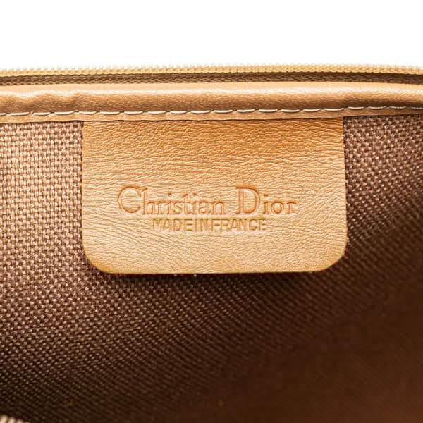Pre-owned Dior Honeycomb Coated Canvas Clutch Brown