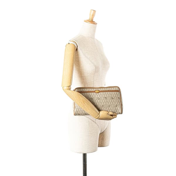 Pre-owned Dior Honeycomb Coated Canvas Clutch Brown