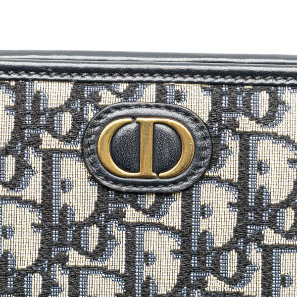 Pre-owned Dior Oblique Canvas 30 Montaigne Pouch Blue