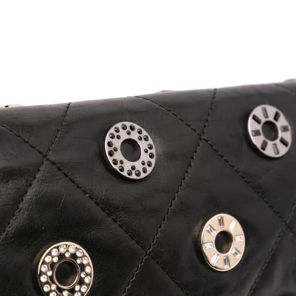 Pre-owned Chanel Quilted Calfskin Star Attitude Grommet Fold Over Clutch Black