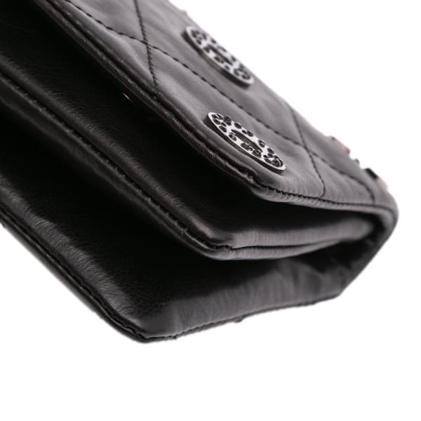 Pre-owned Chanel Quilted Calfskin Star Attitude Grommet Fold Over Clutch Black