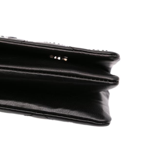 Pre-owned Chanel Quilted Calfskin Star Attitude Grommet Fold Over Clutch Black