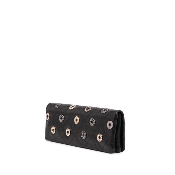 Pre-owned Chanel Quilted Calfskin Star Attitude Grommet Fold Over Clutch Black