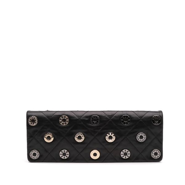 Pre-owned Chanel Quilted Calfskin Star Attitude Grommet Fold Over Clutch Black