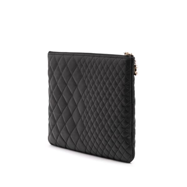 Pre-owned Chanel Medium Bi Quilted Lambskin Cosmetic Case Black