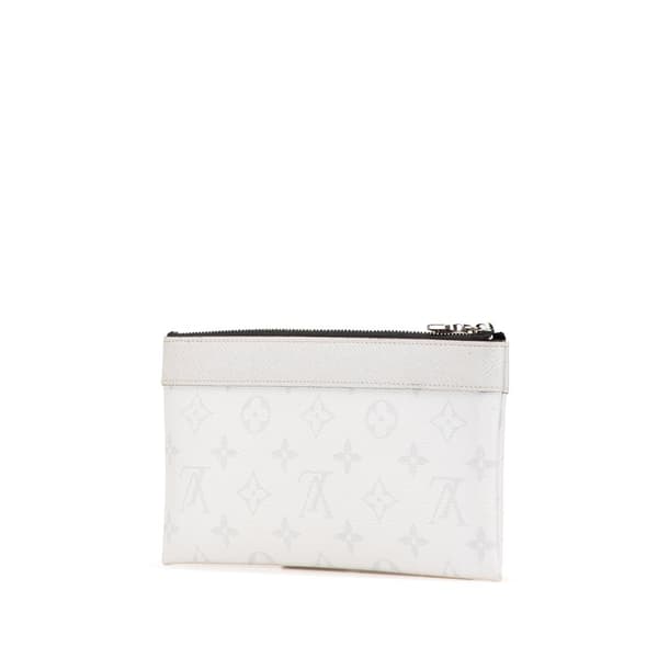 Pre-owned Louis Vuitton Monogram Taigarama Pochette Discovery PM White