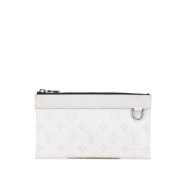 Pre-owned Louis Vuitton Monogram Taigarama Pochette Discovery PM White