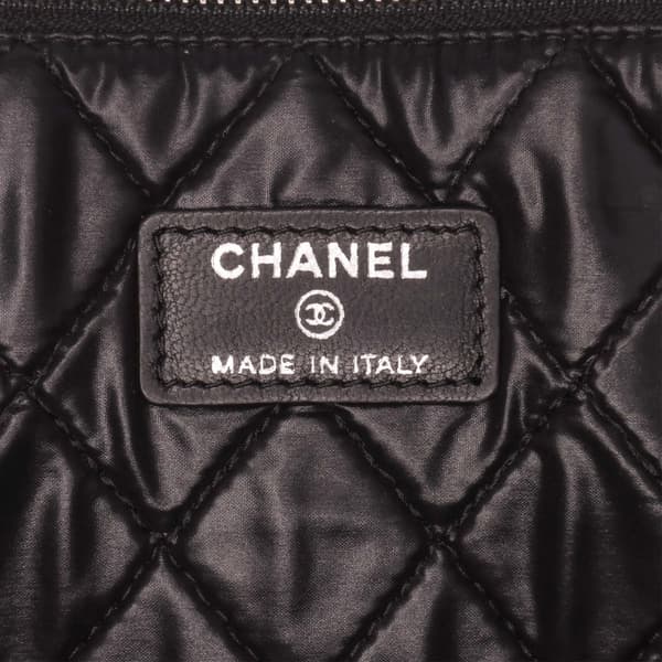 Pre-owned Chanel Large Printed Lambskin La Habana O Case Clutch Black