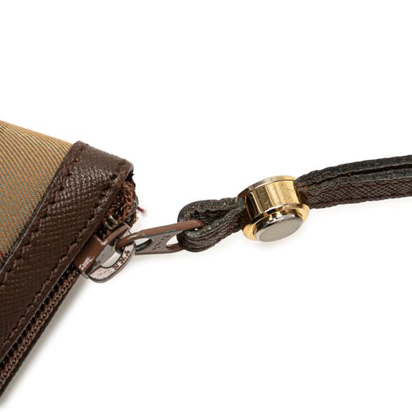 Pre-owned Burberry Vintage Check Canvas Wristlet Clutch Brown