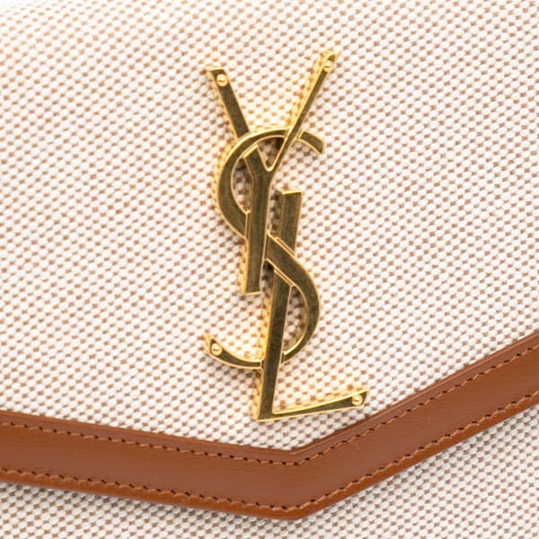 Pre-owned Saint Laurent Canvas Uptown Pouch Brown