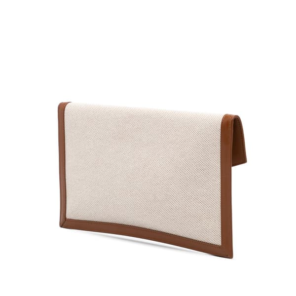 Pre-owned Saint Laurent Canvas Uptown Pouch Brown