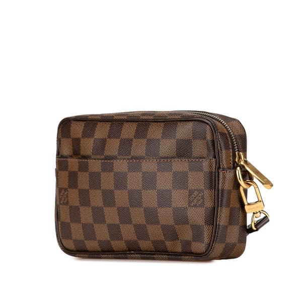Pre-owned Louis Vuitton Damier Ebene Pochette Billets Macao Brown