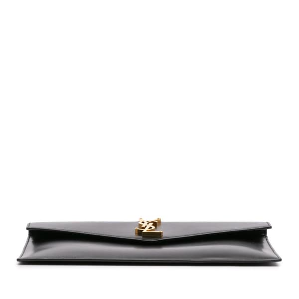 Pre-owned Saint Laurent Smooth Shiny Calfskin Monogram Uptown Pouch Black