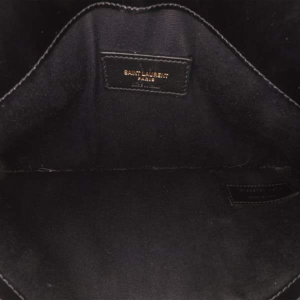 Pre-owned Saint Laurent Smooth Shiny Calfskin Monogram Uptown Pouch Black