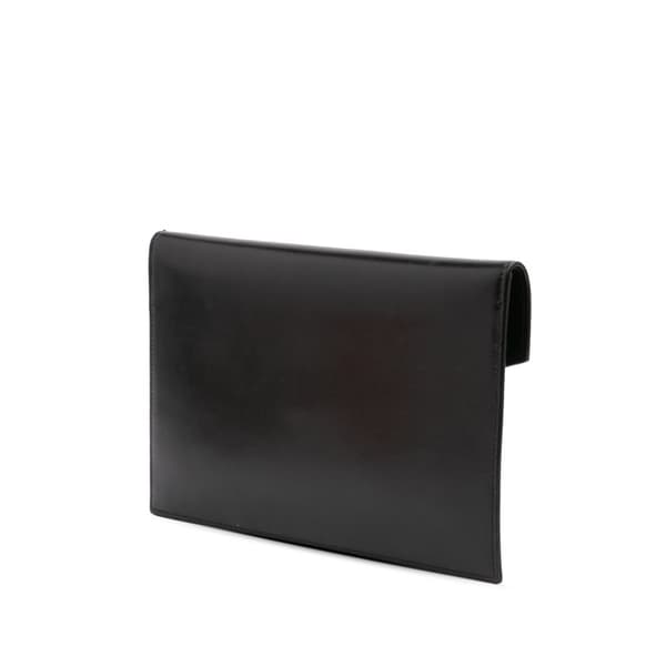 Pre-owned Saint Laurent Smooth Shiny Calfskin Monogram Uptown Pouch Black