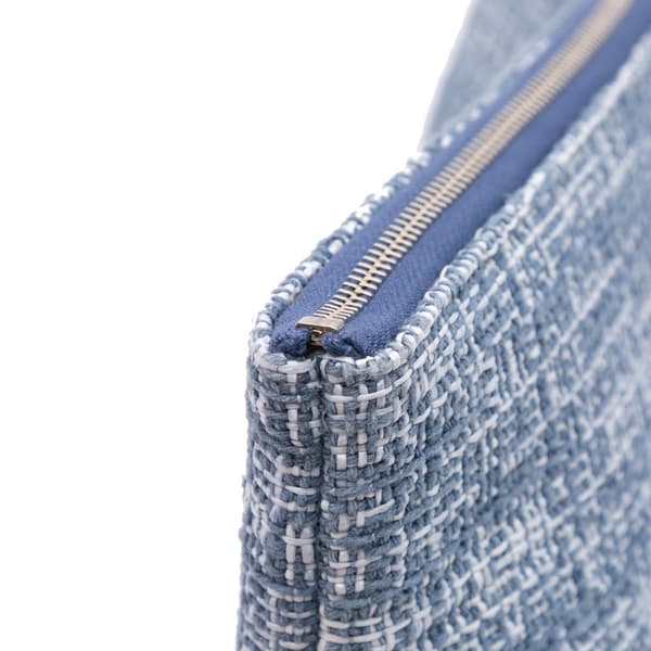 Pre-owned Chanel Large Tweed Deauville O Case Clutch Blue