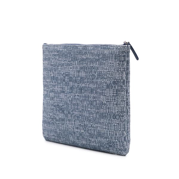 Pre-owned Chanel Large Tweed Deauville O Case Clutch Blue