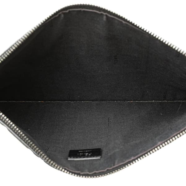 Pre-owned Fendi Zucca Embossed Leather Zip Pouch Black