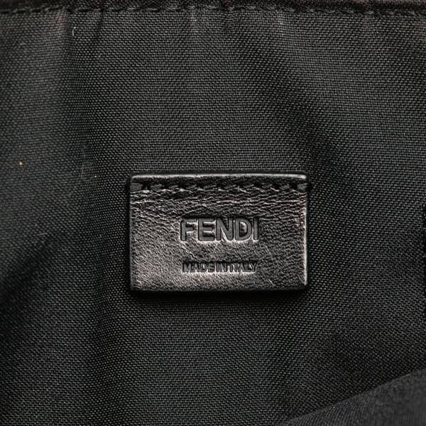 Pre-owned Fendi Zucca Embossed Leather Zip Pouch Black