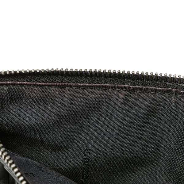 Pre-owned Fendi Zucca Embossed Leather Zip Pouch Black