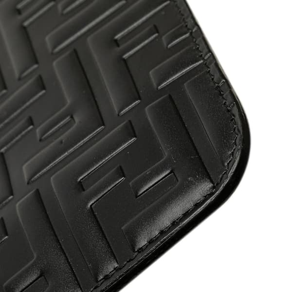 Pre-owned Fendi Zucca Embossed Leather Zip Pouch Black