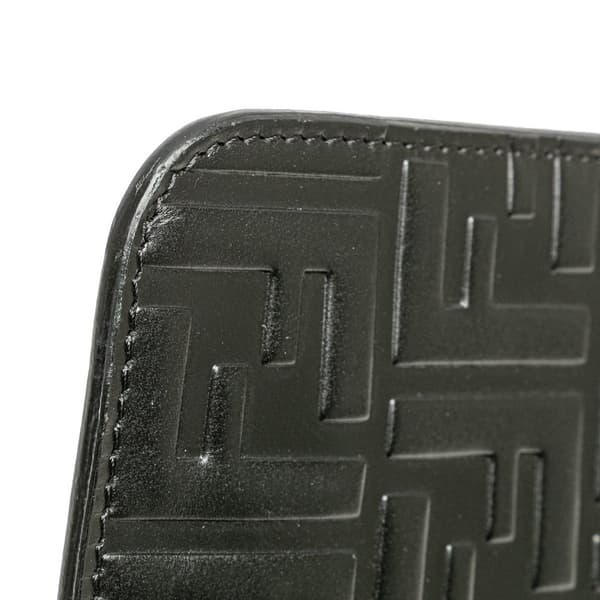 Pre-owned Fendi Zucca Embossed Leather Zip Pouch Black